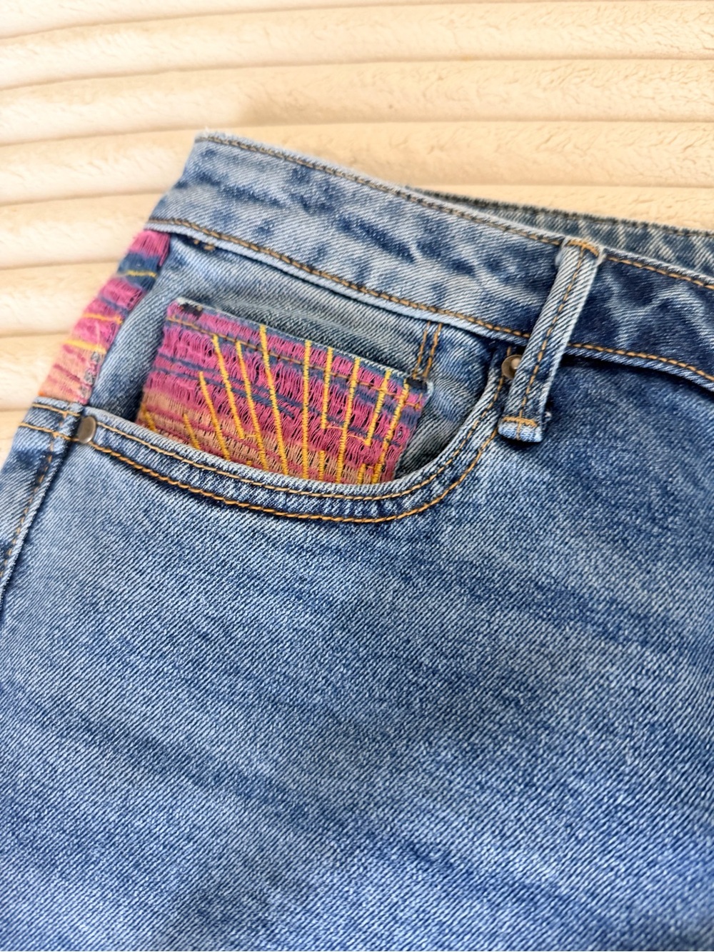 Free People Driftwood Light Blue sunset Flare Jeans with Subtle Pocket Trim. - Picture 2 of 6